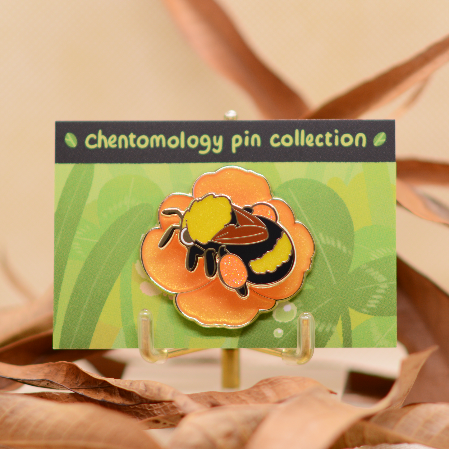 Bumble bee 2-layer bouncy enamel pin - 2 variants