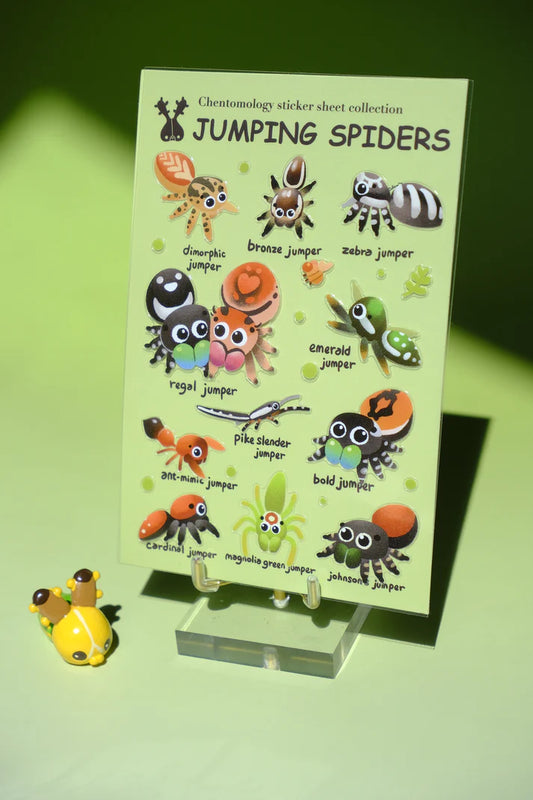 Transparent sticker sheet - Jumping spiders