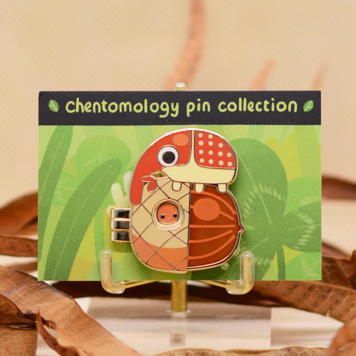 Acorn weevil flip-open hinged enamel pin