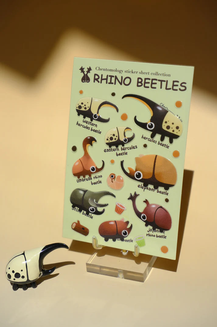 Transparent sticker sheet - Rhino beetles